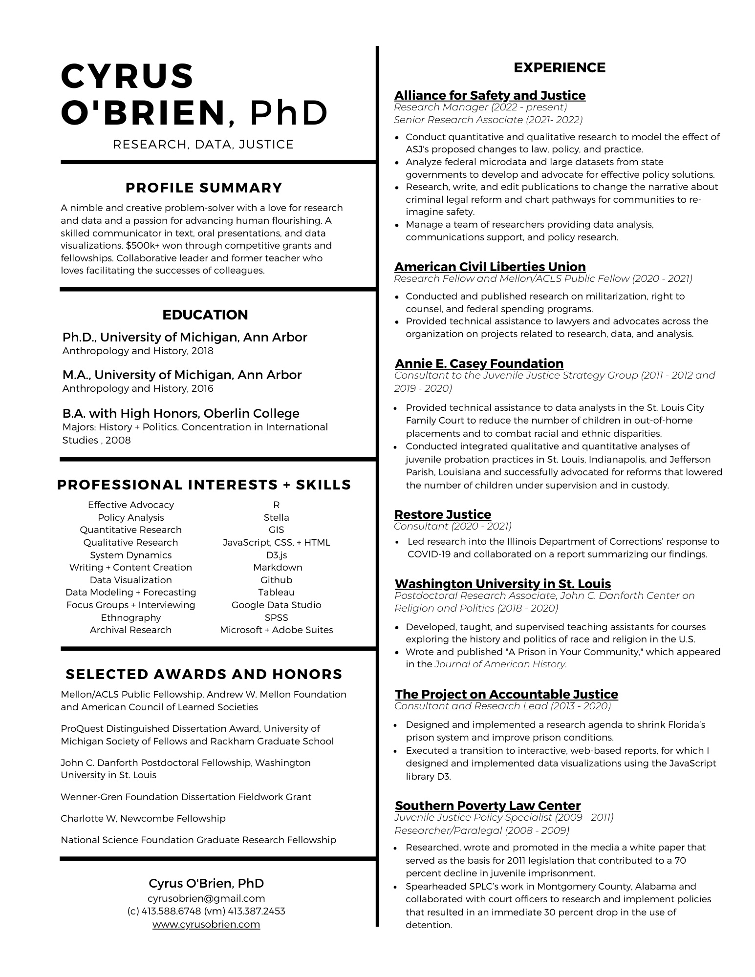 image of resume page 1